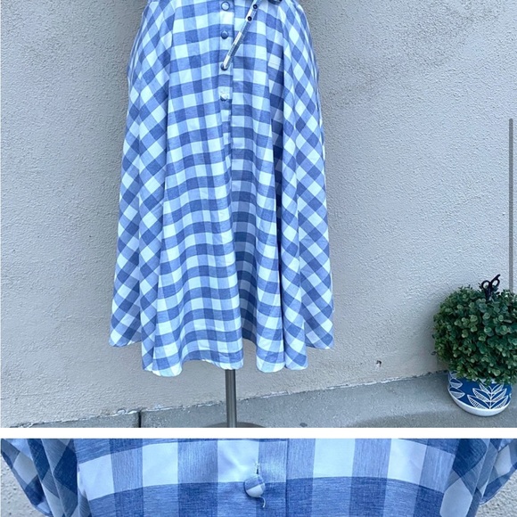 UNIQUE VINTAGE dress plaid Blue Gingham Alexis Swing Dress belted POCKET 3X 3XL - Picture 10 of 11